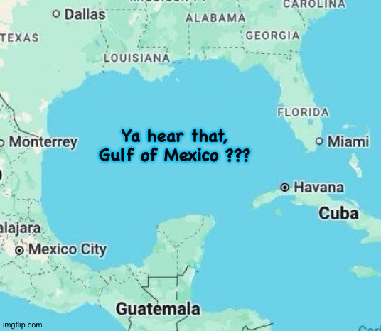 Gulf of America | Ya hear that, Gulf of Mexico ??? | image tagged in gulf of america | made w/ Imgflip meme maker