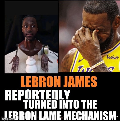 The LeBron Lame mechanism | TURNED INTO THE LEBRON LAME MECHANISM | image tagged in lebron james reportedly | made w/ Imgflip meme maker