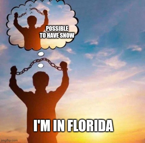 Bro Thinks He's Free | I'M IN FLORIDA POSSIBLE TO HAVE SNOW | image tagged in bro thinks he's free | made w/ Imgflip meme maker