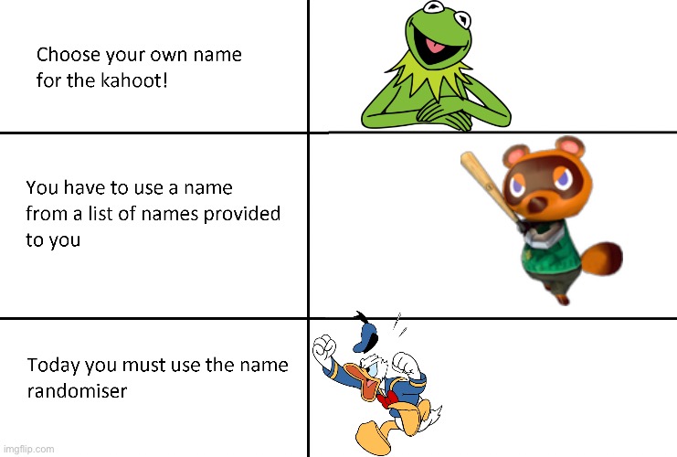 Kahoot stuff | image tagged in kahoot name choice | made w/ Imgflip meme maker