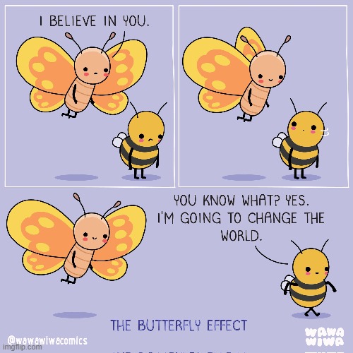 image tagged in butterfly,bee,believe,change,world,butterfly effect | made w/ Imgflip meme maker