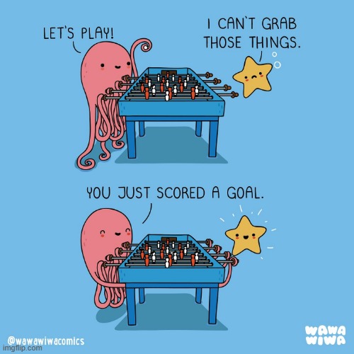 image tagged in octopus,starfish,table soccer,foosball,score,goal | made w/ Imgflip meme maker