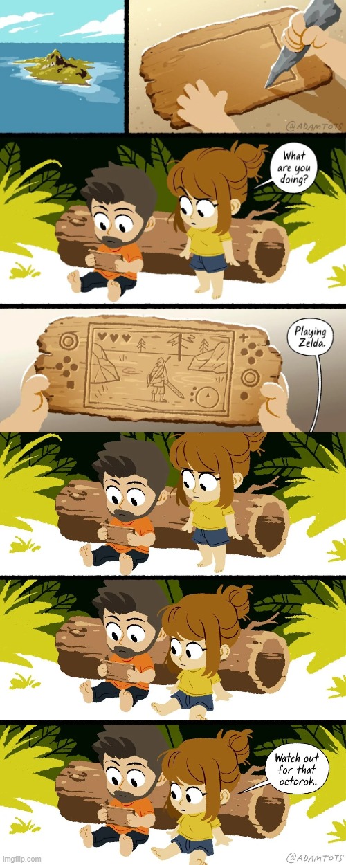 image tagged in island,stranded,wood,nintendo switch,the legend of zelda,video game | made w/ Imgflip meme maker