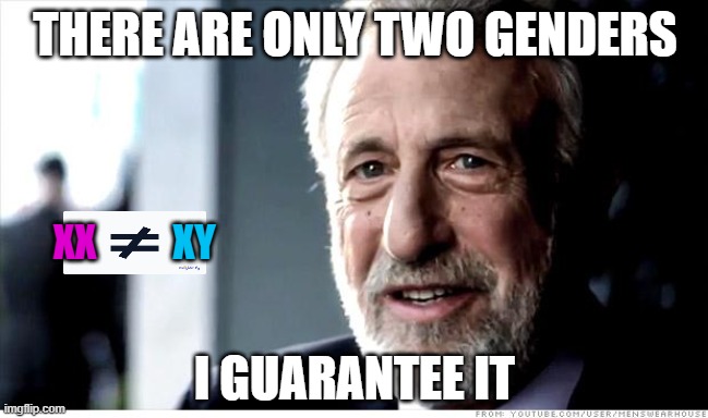 1+1 = 2 | THERE ARE ONLY TWO GENDERS; XX; XY; I GUARANTEE IT | image tagged in memes,i guarantee it,gender,gender identity,transgender | made w/ Imgflip meme maker