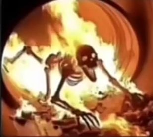 Skeleton in fire Blank Meme Template