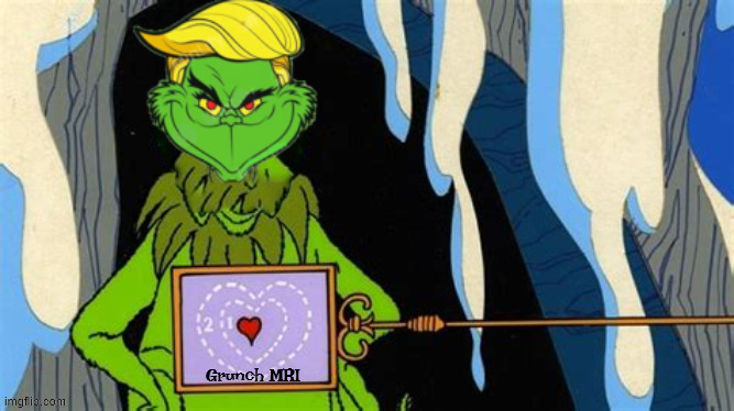 How the Grunch tariffs stole Xmas | image tagged in how the grunch tariffs stole xmas,trump's mri image taken by dr oz,two sizes too small,the healthest man who ever died | made w/ Imgflip meme maker