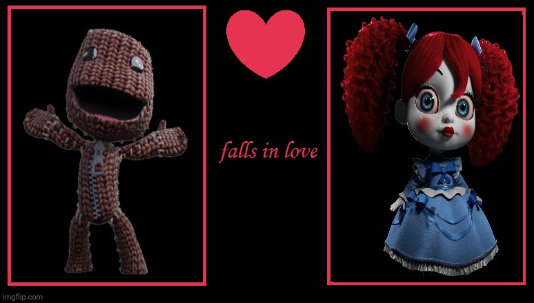 What if Sackboy from Little Big Planet falls in love with Poppy from Poppy Playtime? | image tagged in what if a character falls in love,sackboy,little big planet,poppy,poppy playtime | made w/ Imgflip meme maker