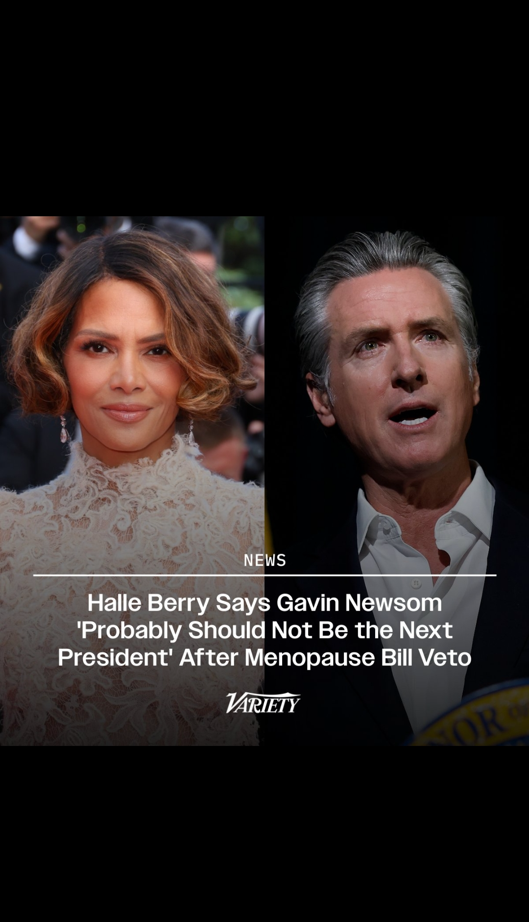 Halle Berry vs. Gavin Newsom Blank Meme Template