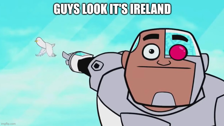 Guys look, a birdie | GUYS LOOK IT'S IRELAND | image tagged in guys look a birdie | made w/ Imgflip meme maker
