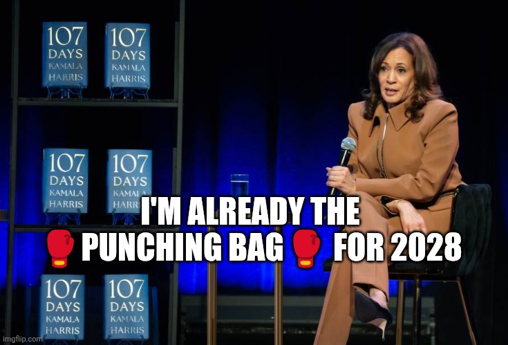 Newsom and Shapiro: Kamala is our 2028 punching bag | I'M ALREADY THE 🥊PUNCHING BAG🥊 FOR 2028 | image tagged in kamala harris memoir | made w/ Imgflip meme maker