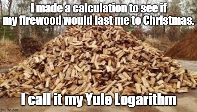 Firewood | I made a calculation to see if my firewood would last me to Christmas. I call it my Yule Logarithm | image tagged in firewood | made w/ Imgflip meme maker