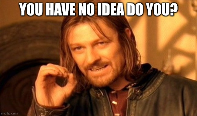 YOU HAVE NO IDEA DO YOU? | image tagged in memes,one does not simply | made w/ Imgflip meme maker