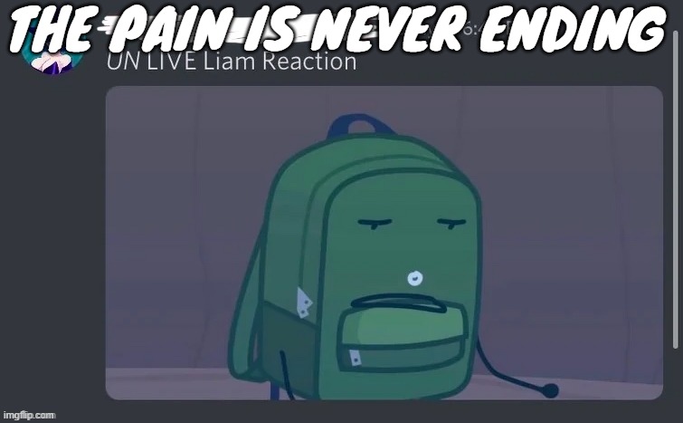 i feel amazing! :) | THE PAIN IS NEVER ENDING | image tagged in un live liam reaction | made w/ Imgflip meme maker