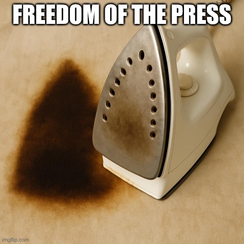 Too Much ? | FREEDOM OF THE PRESS | image tagged in pressing iron stain | made w/ Imgflip meme maker
