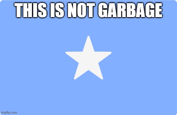 It's really really easy not to be racist smh | THIS IS NOT GARBAGE | image tagged in somalia flag | made w/ Imgflip meme maker