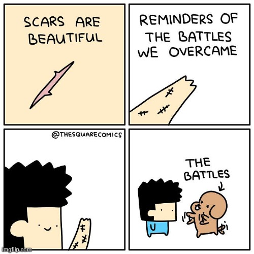 Beautiful scars | image tagged in scars,scar,dog,battle,comics,comics/cartoons | made w/ Imgflip meme maker