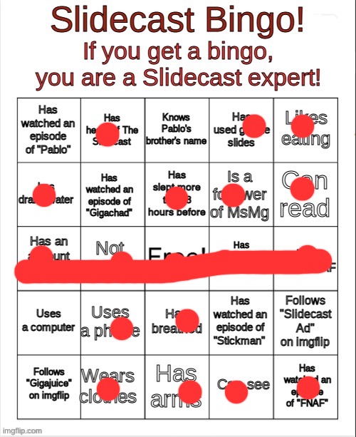 Slidecast Bingo | image tagged in slidecast bingo | made w/ Imgflip meme maker