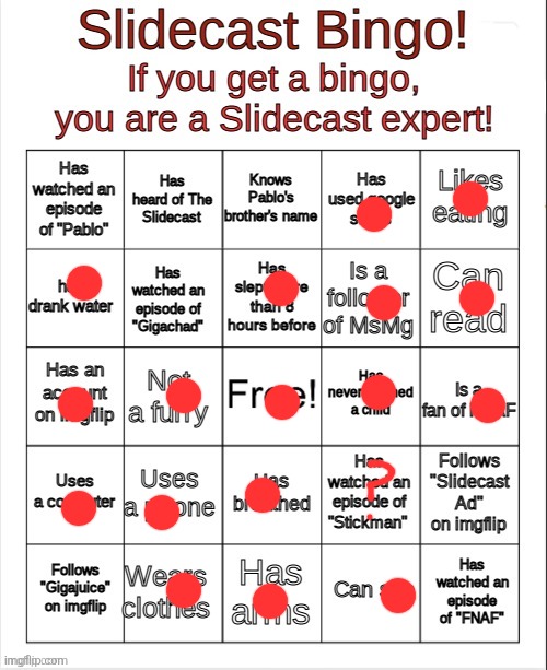 Slidecast Bingo | image tagged in slidecast bingo | made w/ Imgflip meme maker