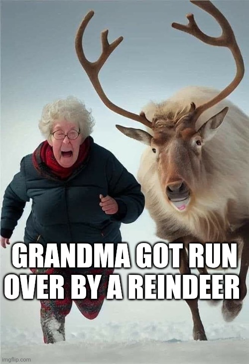 Grandma Got Run Over By A Reindeer | GRANDMA GOT RUN OVER BY A REINDEER | image tagged in chrisjoines1 | made w/ Imgflip meme maker