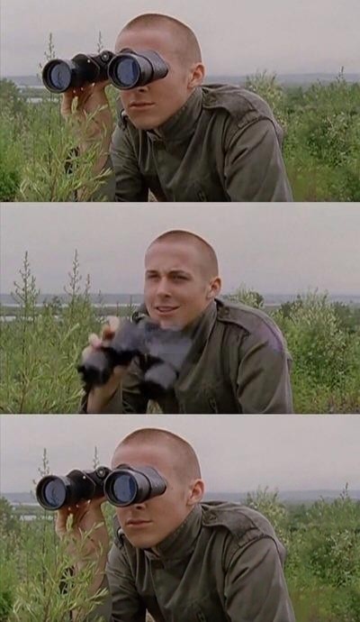 Ryan Gosling watching Blank Meme Template