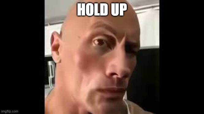 The rock sus | HOLD UP | image tagged in the rock sus | made w/ Imgflip meme maker