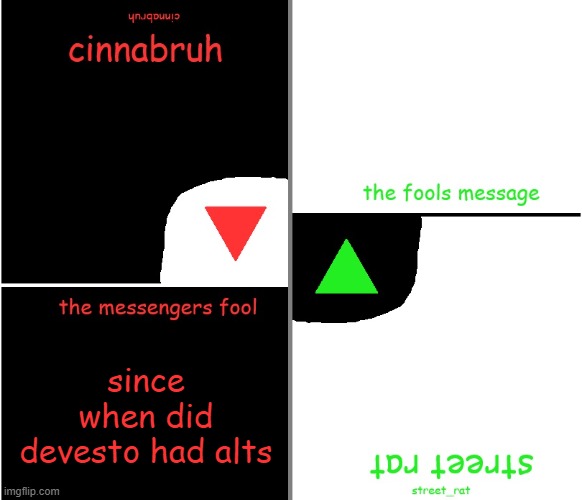 street rat n cinnabruh announcement | since when did devesto had alts | image tagged in street rat n cinnabruh announcement | made w/ Imgflip meme maker