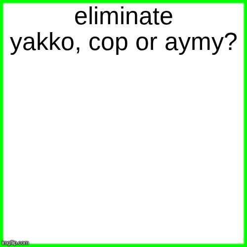 green box | eliminate yakko, cop or aymy? | image tagged in green box | made w/ Imgflip meme maker