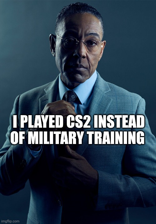 Gus Fring we are not the same | I PLAYED CS2 INSTEAD OF MILITARY TRAINING | image tagged in gus fring we are not the same,cs2,gaming | made w/ Imgflip meme maker