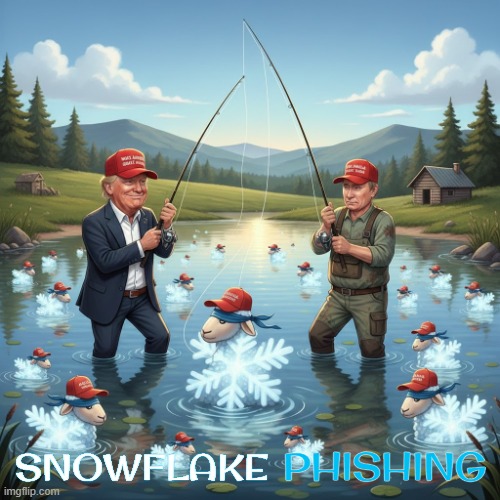 SNOWFLAKE PHISHING | PHISHING; SNOWFLAKE | image tagged in phishing,snowflake,fishing,trump,putin,maga | made w/ Imgflip meme maker