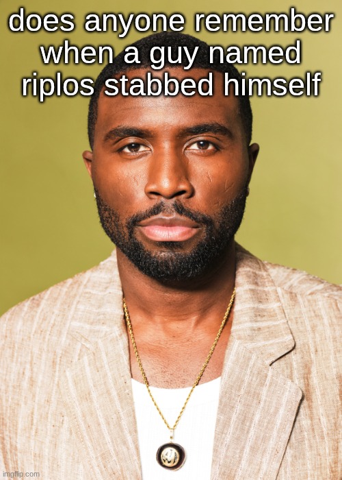 Y'lan Noel | does anyone remember when a guy named riplos stabbed himself | image tagged in y'lan noel | made w/ Imgflip meme maker