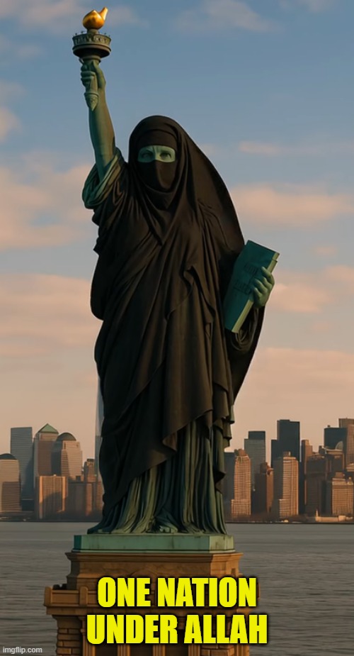 Not on my watch | ONE NATION UNDER ALLAH | image tagged in christianity,america,american flag,statue of liberty,new york,socialism | made w/ Imgflip meme maker