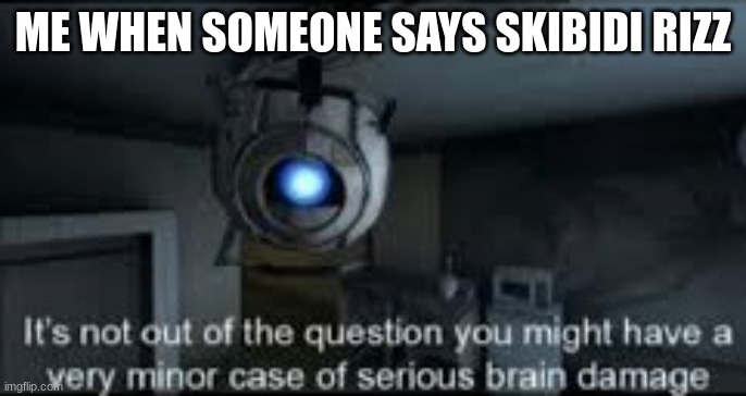 Wheatley Serious Braindamage | ME WHEN SOMEONE SAYS SKIBIDI RIZZ | image tagged in wheatley serious braindamage | made w/ Imgflip meme maker