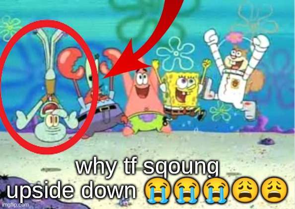 hip hip hooray | why tf sqoung upside down 😭😭😭😩😩 | image tagged in hip hip hooray | made w/ Imgflip meme maker