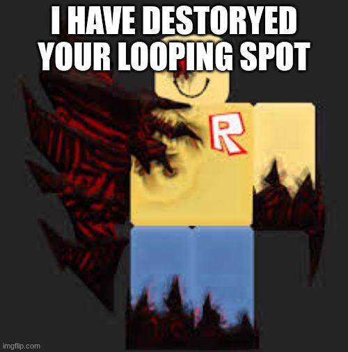 John Doe | I HAVE DESTORYED YOUR LOOPING SPOT | image tagged in john doe | made w/ Imgflip meme maker