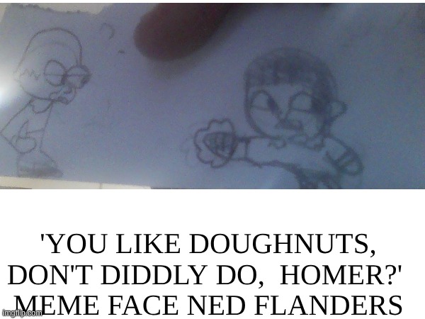 Made an homemade meme for The Great Meme Reset | 'YOU LIKE DOUGHNUTS, DON'T DIDDLY DO,  HOMER?' 
MEME FACE NED FLANDERS | image tagged in memes,reset,homemade,cute,the simpsons,ned flanders | made w/ Imgflip meme maker