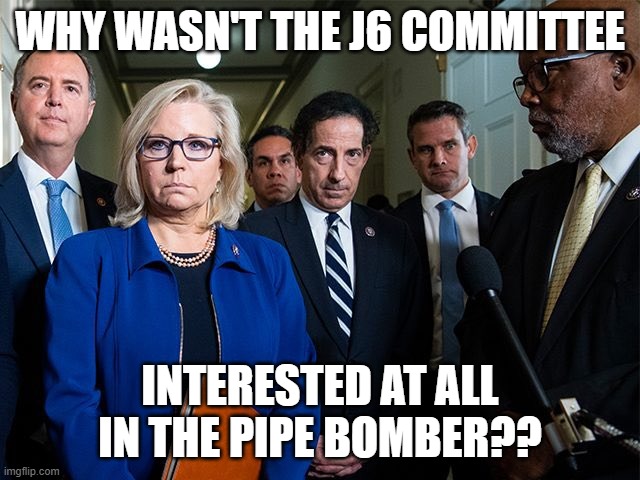 J6 Committee | WHY WASN'T THE J6 COMMITTEE INTERESTED AT ALL IN THE PIPE BOMBER?? | image tagged in j6 committee | made w/ Imgflip meme maker