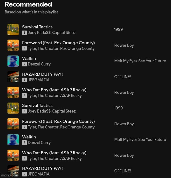 i wonder which 5 songs i should listen to | made w/ Imgflip meme maker