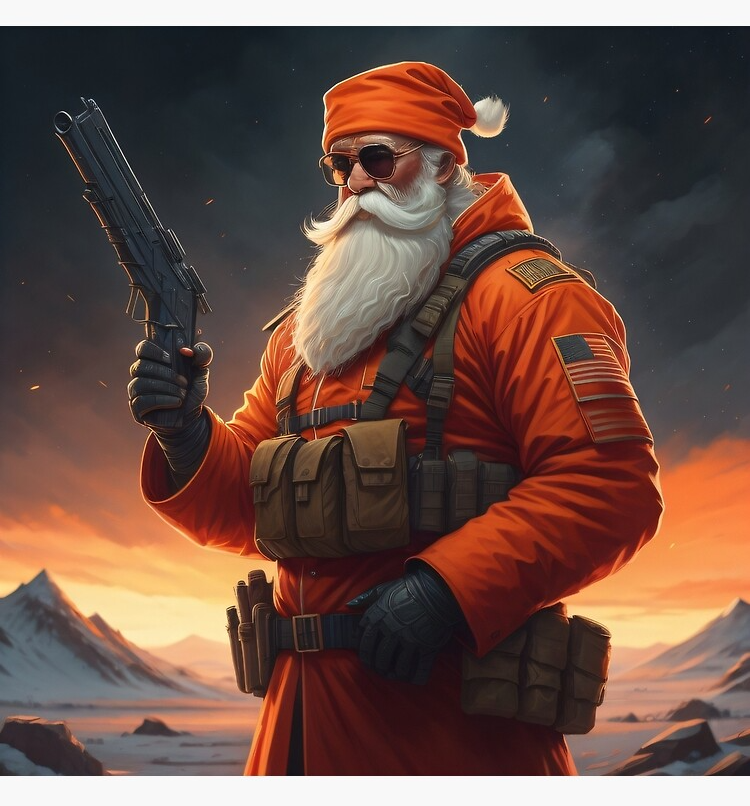 Santa with hand cannon Blank Meme Template