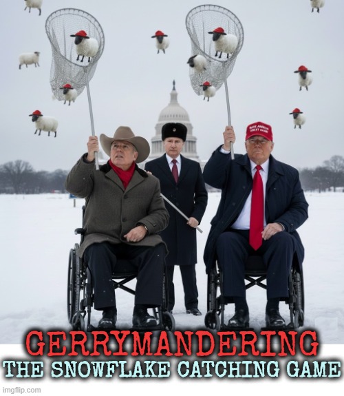 GERRY THE SNOWFLAKE CATCHING GAME MANDERING | GERRYMANDERING; THE SNOWFLAKE CATCHING GAME | image tagged in gerrymandering,trump,putin,greg abbott,texas,maga | made w/ Imgflip meme maker