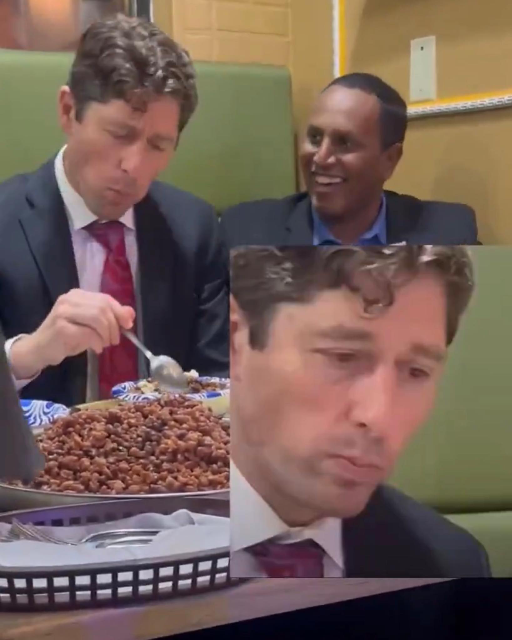 Mineapolis Mayor eating Somali food Blank Meme Template