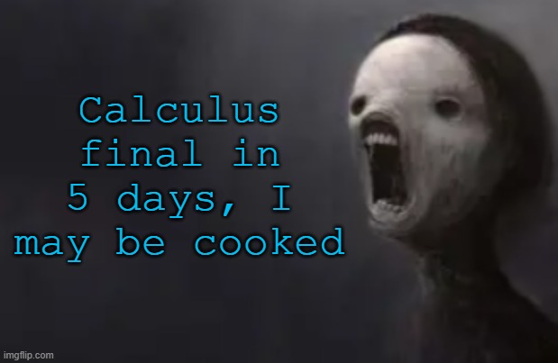 void lazy | Calculus final in 5 days, I may be cooked | image tagged in void lazy | made w/ Imgflip meme maker