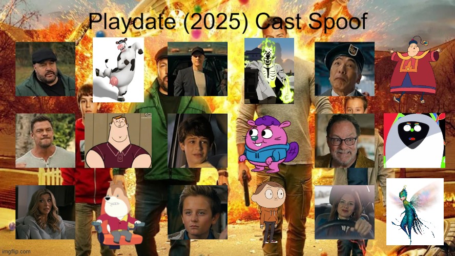 Credit to Waldness Topic International for this used | image tagged in meme,memes,spoof cast,playdate,characters,roles | made w/ Imgflip meme maker