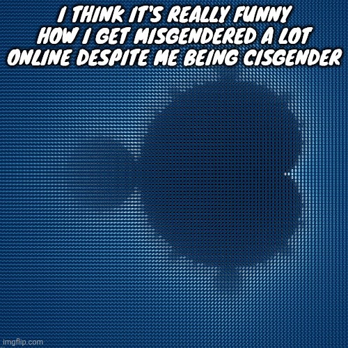 cool af mandelbrot set mosaic made from corresponding julia sets | I THINK IT'S REALLY FUNNY HOW I GET MISGENDERED A LOT ONLINE DESPITE ME BEING CISGENDER | image tagged in cool af mandelbrot set mosaic made from corresponding julia sets | made w/ Imgflip meme maker