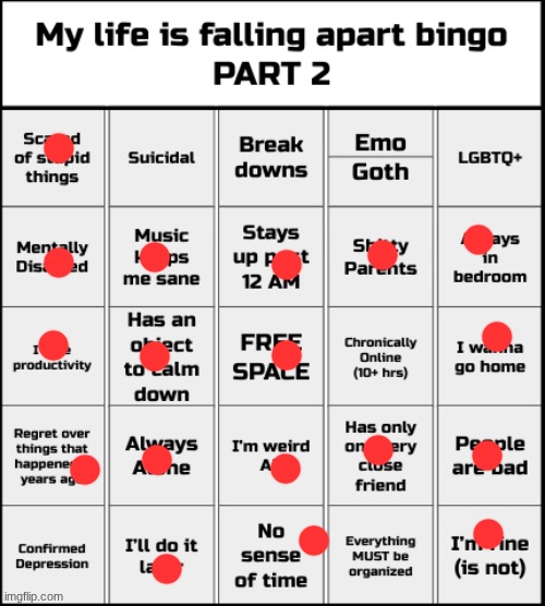 My life is falling apart bingo Part 2 | image tagged in my life is falling apart bingo part 2 | made w/ Imgflip meme maker