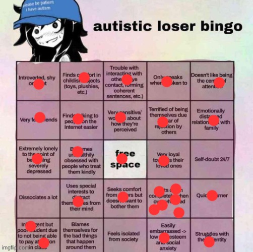 autistic loser bingo | image tagged in autistic loser bingo | made w/ Imgflip meme maker