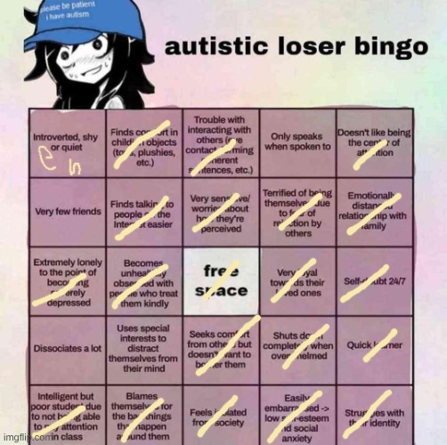 autistic loser bingo | image tagged in autistic loser bingo | made w/ Imgflip meme maker