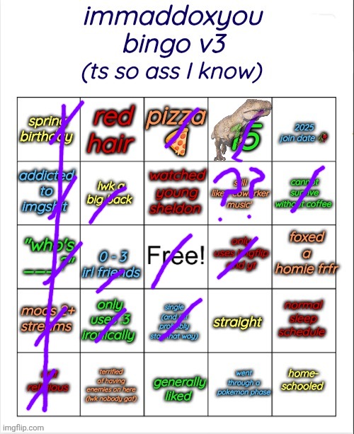 immaddoxyou bingo v3 | image tagged in immaddoxyou bingo v3 | made w/ Imgflip meme maker