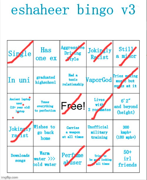 appear randomly just to solve a bingo | image tagged in eshaheer bingo v3 | made w/ Imgflip meme maker