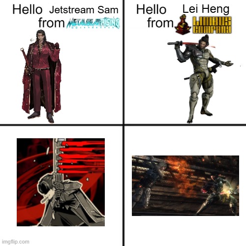 Let's dance! | Lei Heng; Jetstream Sam | image tagged in hello person from,gaming,metal gear rising,limbus company | made w/ Imgflip meme maker