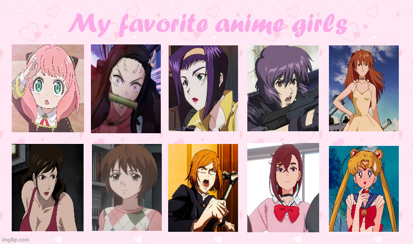 my favorite anime girls | image tagged in my favorite anime girls,anime,anime girls,favorites,why japan,gotta be one of my favorite genders | made w/ Imgflip meme maker